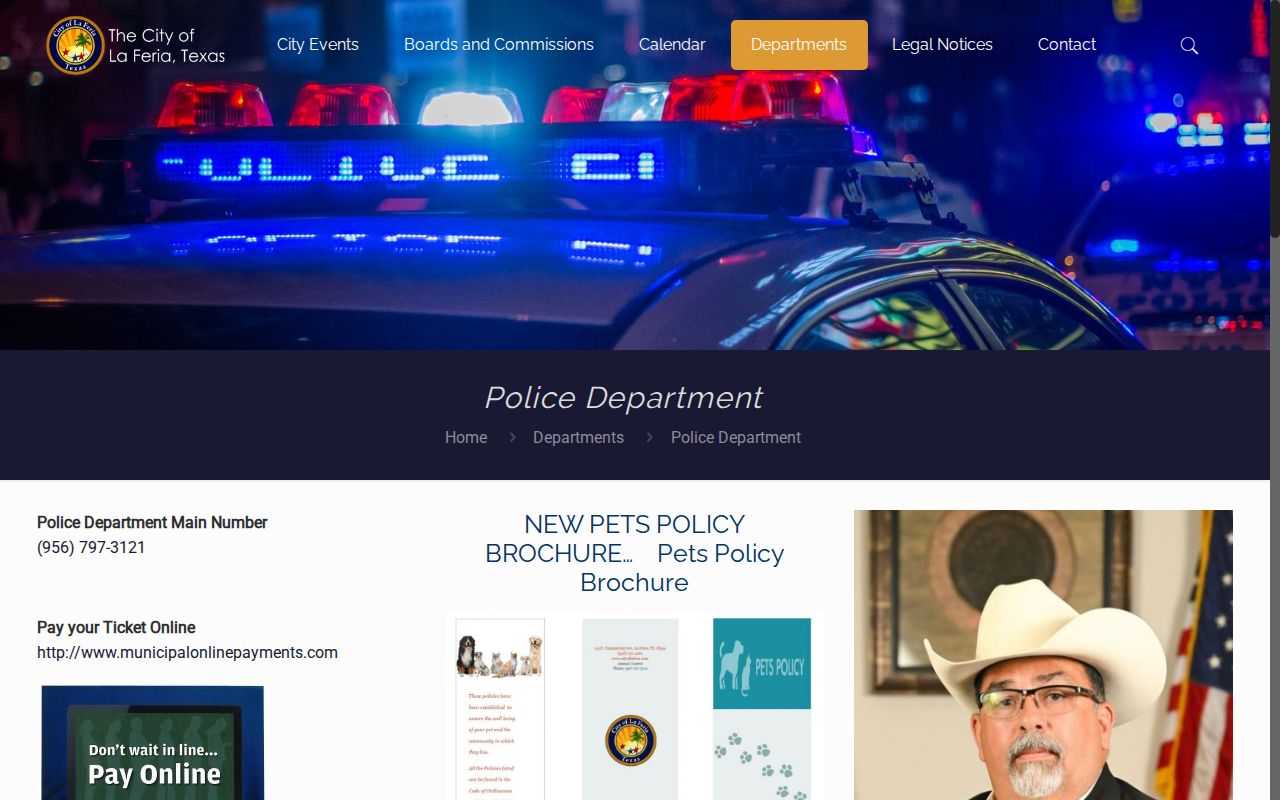 La Feria Police Department phone route for city warrant records questions