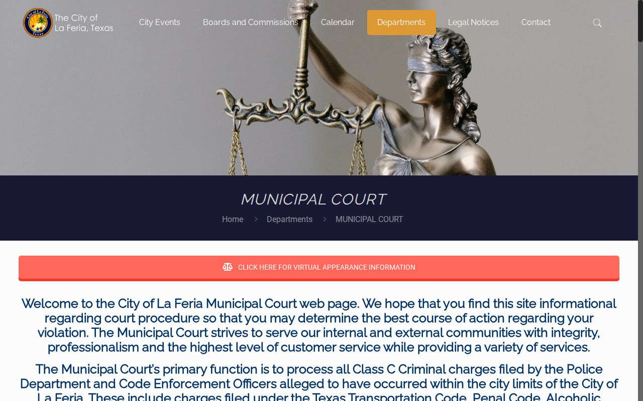 La Feria Municipal Court virtual appearance instructions for local warrant records